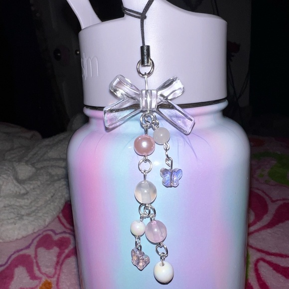 y2k handmade coquette pink bow phone/purse/water bottle charm/keychain - Picture 3 of 4